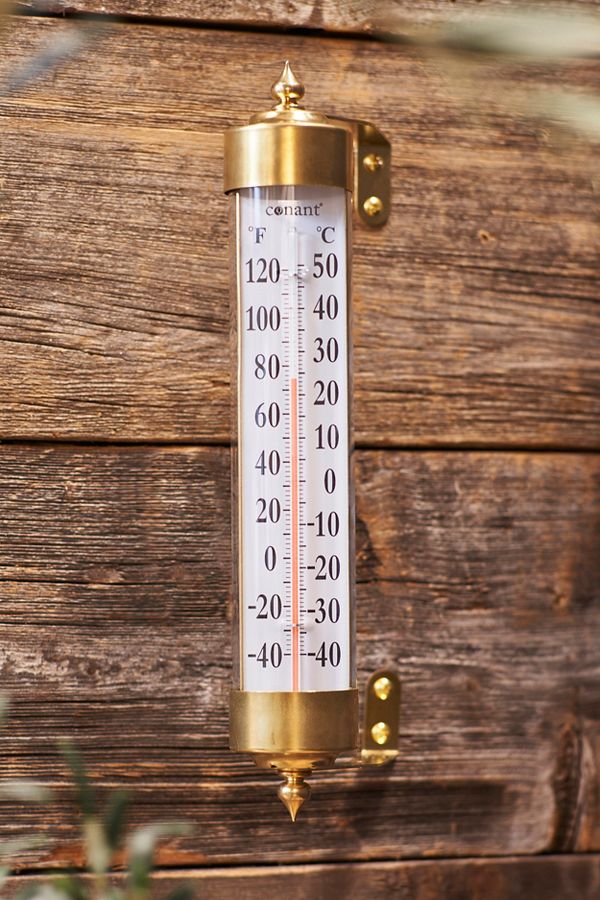 Slide View: 1: Brass Garden Thermometer