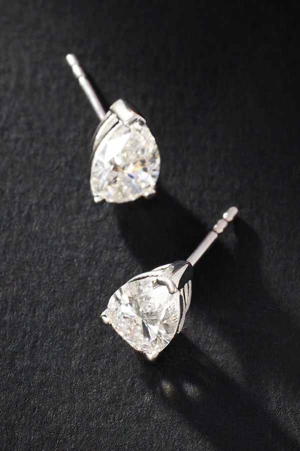 Slide View: 1: 2ct Pear-Cut Diamond Post Earrings