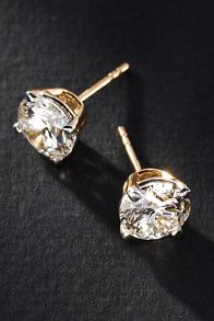 Slide View: 1: Gold Classic Diamond Post Earrings