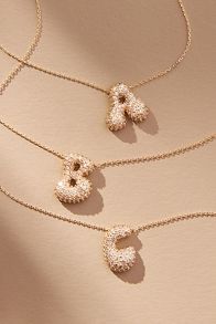 Slide View: 2: Pavé Bubble Letter Monogram Necklace