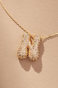 Slide View: 1: Pavé Bubble Letter Monogram Necklace