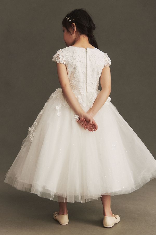 Slide View: 2: Princess Daliana Floral Appliqué Flower Girl Dress