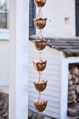 Water Lily Copper + Brass Rain Chain