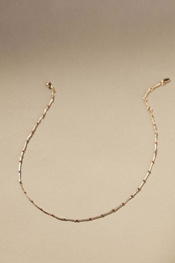 Slide View: 1: Gold-Plated Delicate Bead Necklace