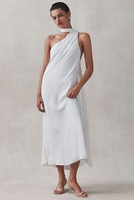 Slide View: 1: BHLDN One-Shoulder Removable Scarf Midi Dress