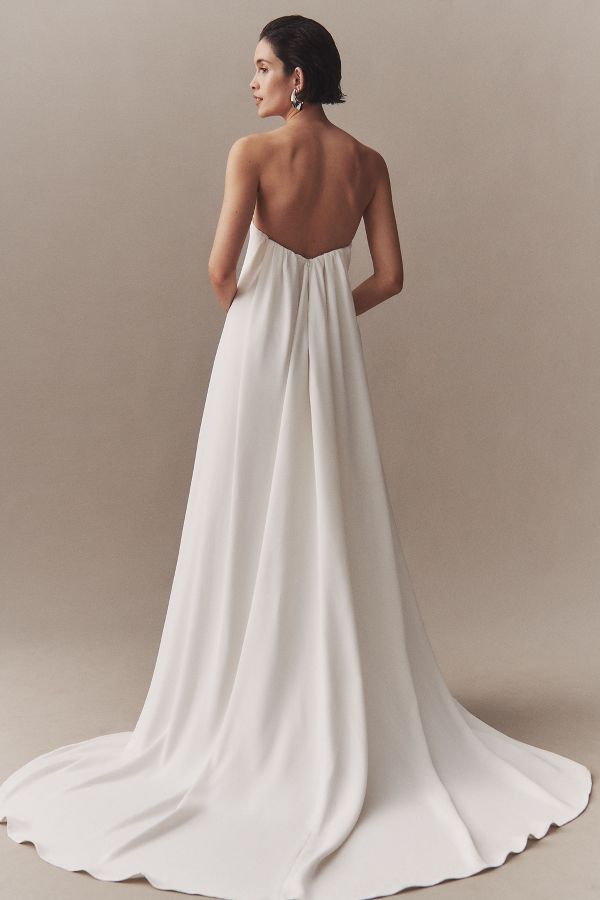 Slide View: 5: Besa Rowen Strapless Plunging Trapeze Wedding Gown