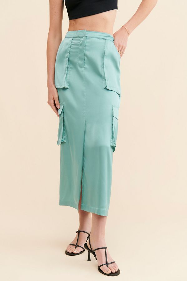 Slide View: 4: Sunday in Brooklyn Silky Utility Midi Skirt