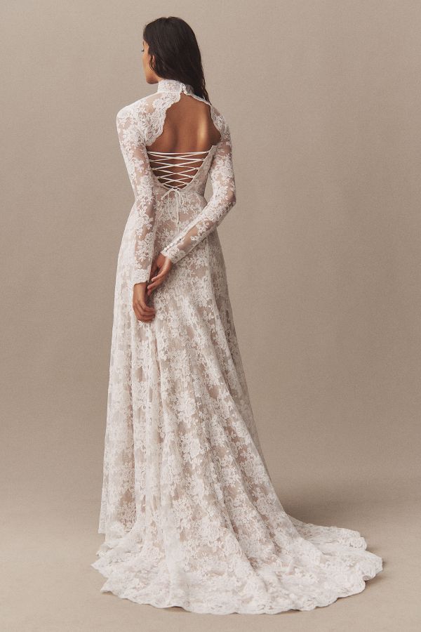 Slide View: 2: V. Chapman Whitby Long-Sleeve Wedding Gown