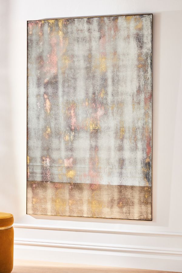 Slide View: 1: Gold Leaf Coral Distressed Mirror