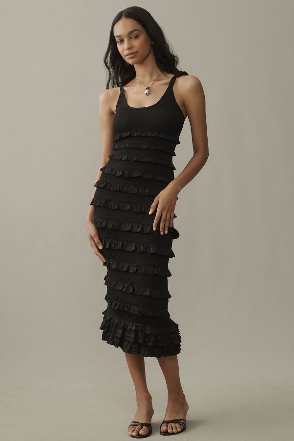 Slide View: 1: V. Chapman Lotus Stretch Satin Midi Dress