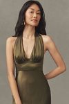 Thumbnail View 9: Shona Joy La Lune Plunge Halter Satin Midi Dress