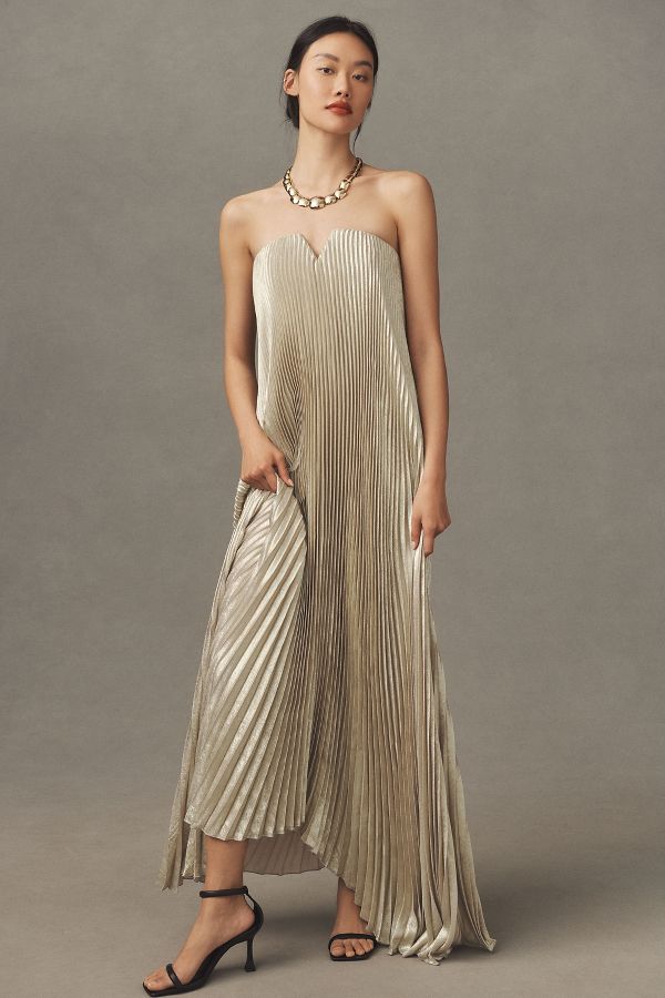 Slide View: 1: L'IDÉE Black Tie Strapless Maxi Gown