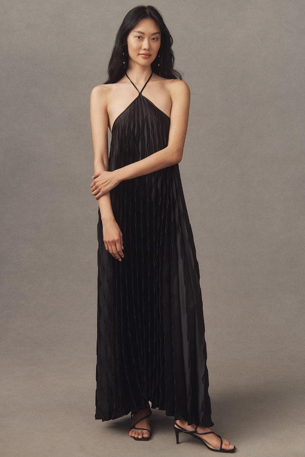 Slide View: 2: Delfi Collective Lyra Halter Pleated Maxi Dress