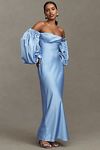 Thumbnail View 1: Significant Other Danika Long-Sleeve Off-The-Shoulder Satin Maxi Dress