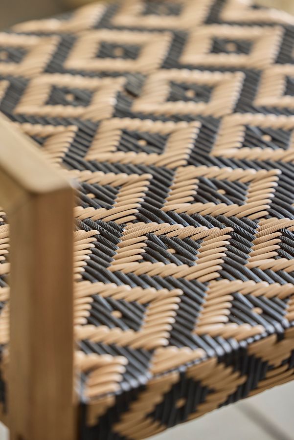 Slide View: 2: Havana Wicker + Teak Dining Chair, Black + Natural Diamond