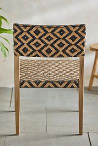 Slide View: 4: Havana Wicker + Teak Dining Chair, Black + Natural Diamond