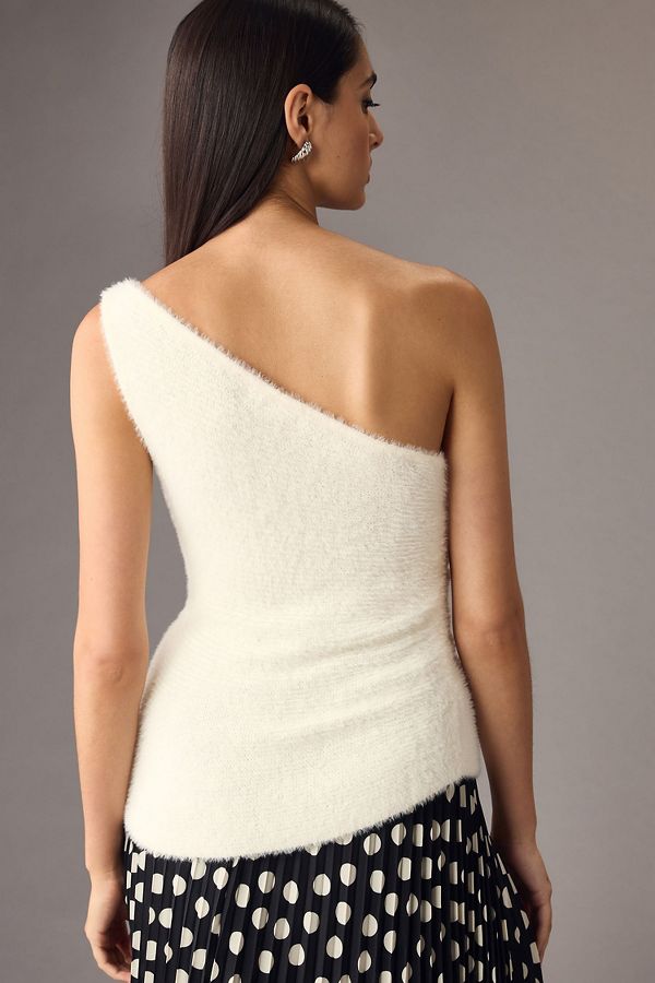 Slide View: 2: One-Shoulder Eyelash Sweater Tank