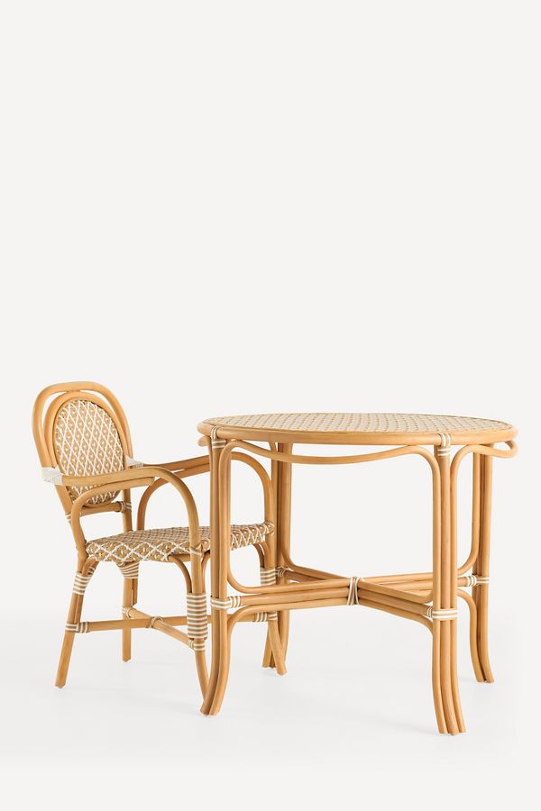 Slide View: 1: Coastal Indoor/Outdoor Rattan Bistro Table