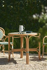 Slide View: 1: Coastal Indoor/Outdoor Rattan Bistro Table