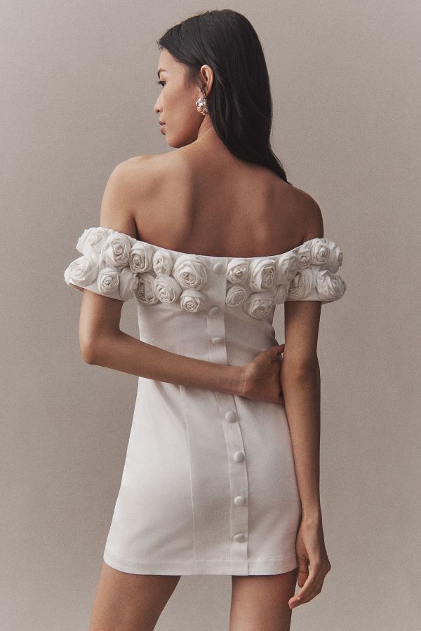 Slide View: 2: BHLDN Off-The-Shoulder Rosette Mini Dress