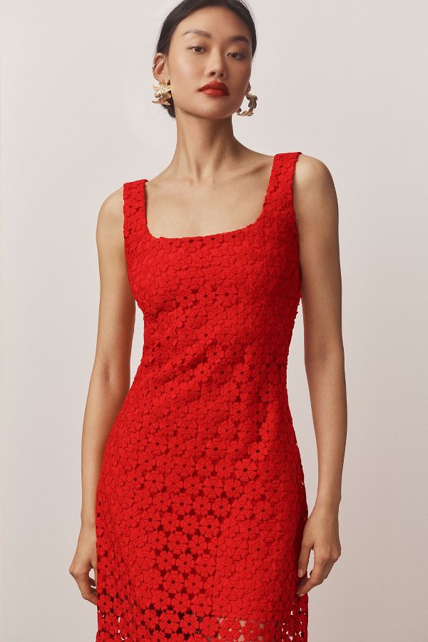 Slide View: 1: Waimari Jill Sleeveless Floral Eyelet Lace Midi Dress