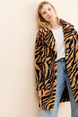 Ruby + Ed Zebra Oversized Faux Fur Coat