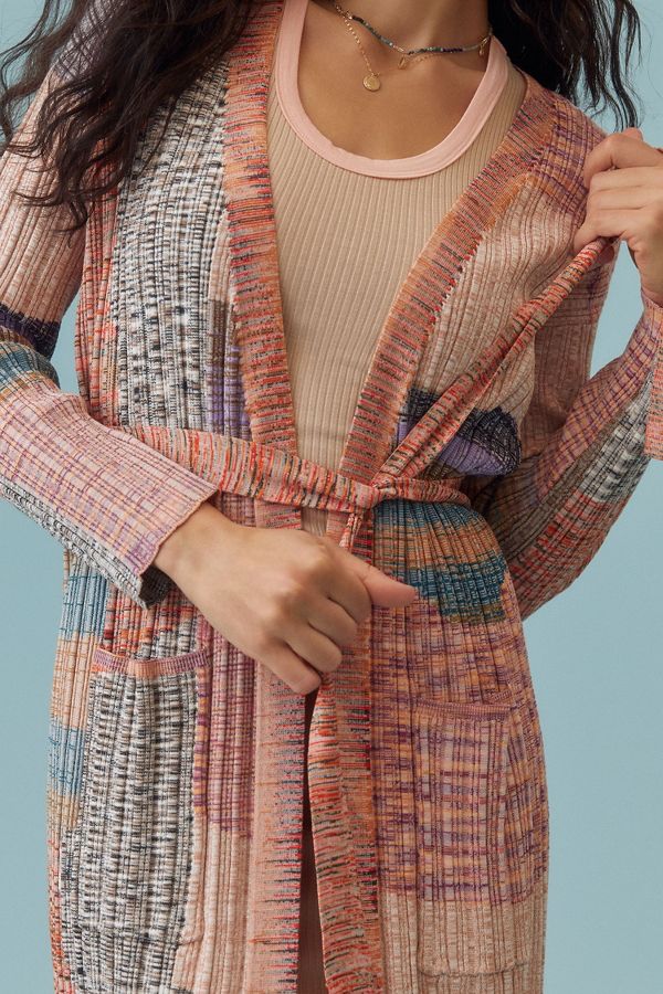 Slide View: 3: Patchwork Cardigan Sweater