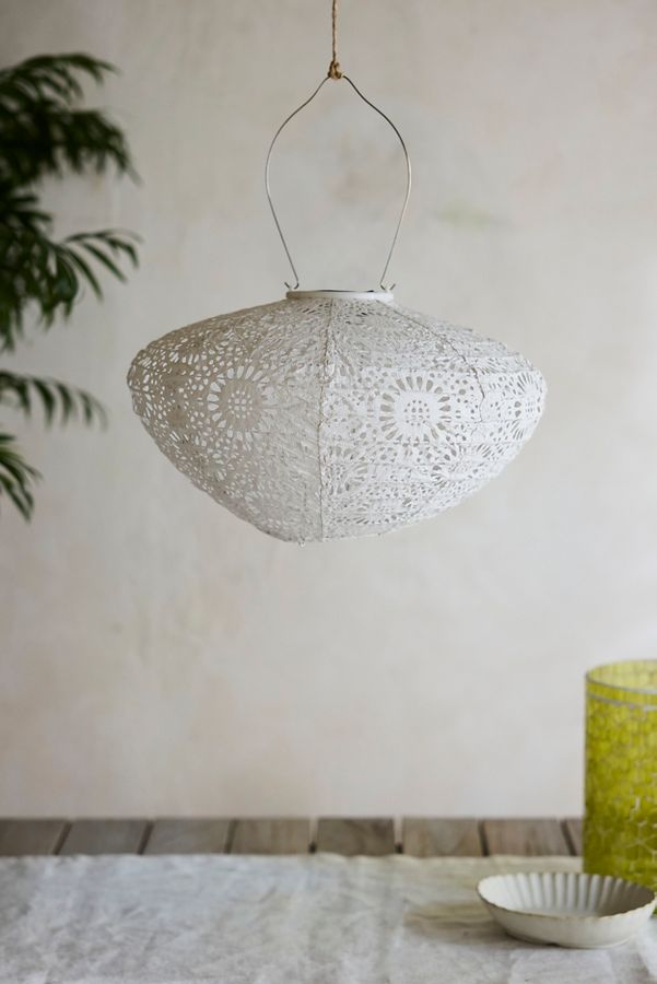 Slide View: 2: White Lace Solar Lantern