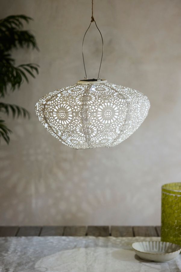 Slide View: 1: White Lace Solar Lantern