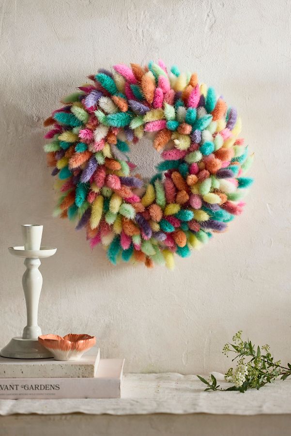 Slide View: 1: Preserved Bunny Tails Wreath