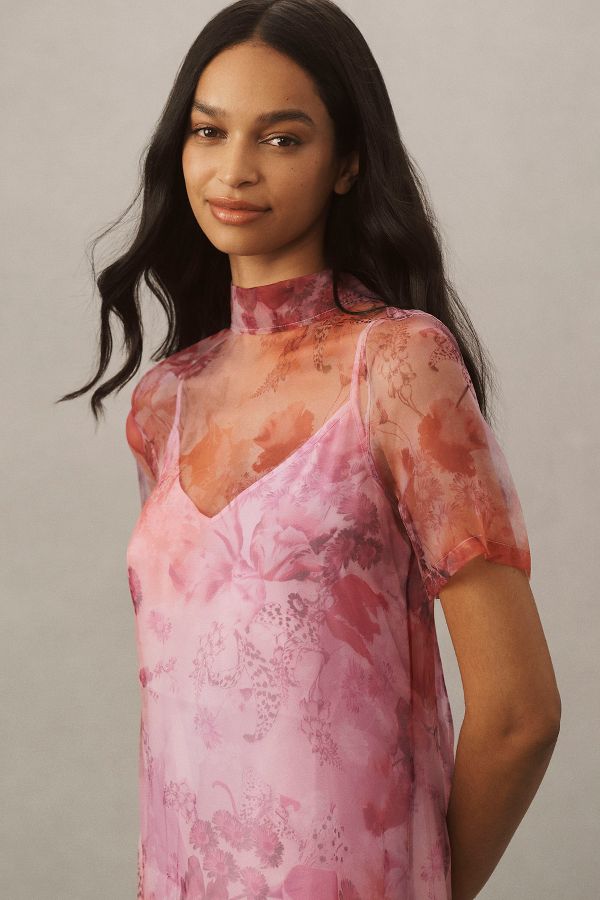 Slide View: 2: BHLDN Charlotte Short-Sleeve Organza Midi Dress