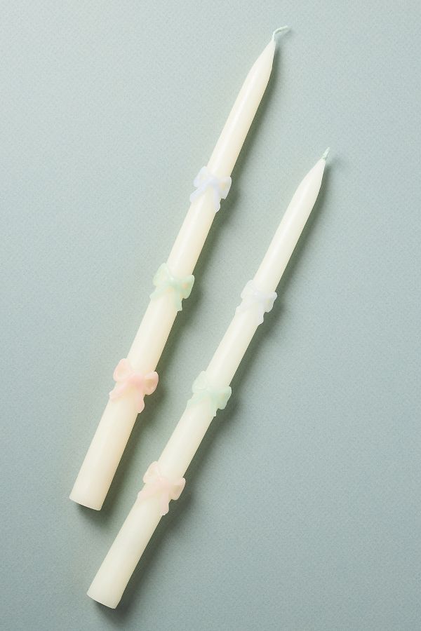 Slide View: 3: Meri Meri Bow Taper Candles, Set of 2