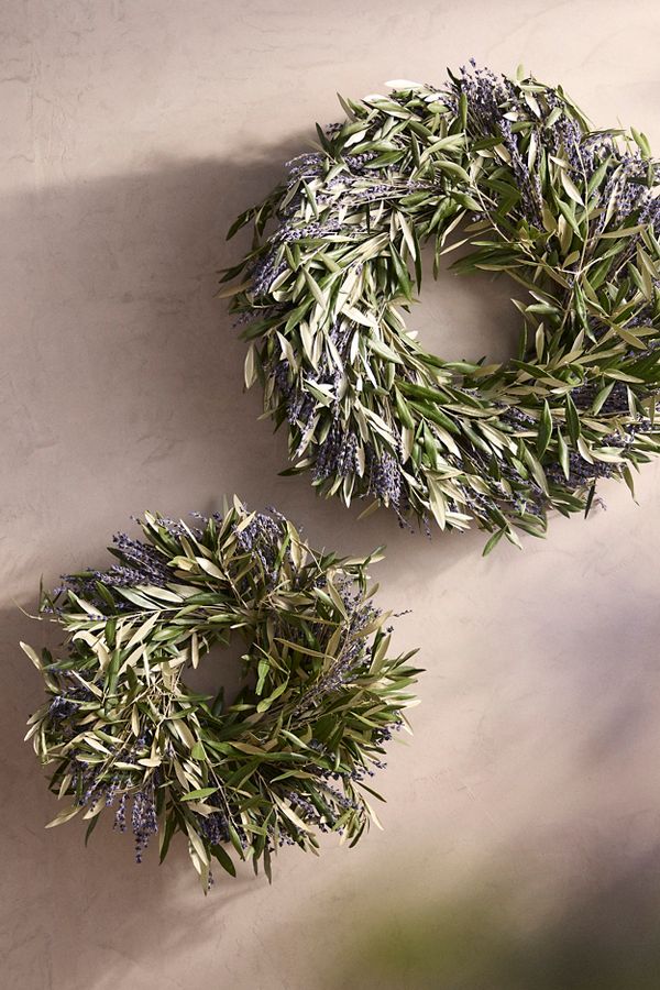 Slide View: 5: Fresh Lavender + Olive Wreath