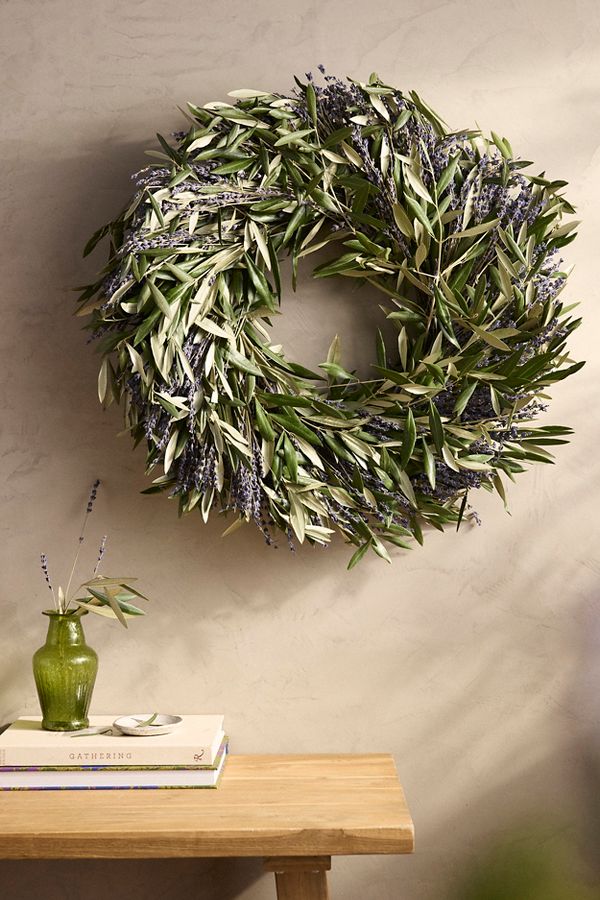 Slide View: 1: Fresh Lavender + Olive Wreath