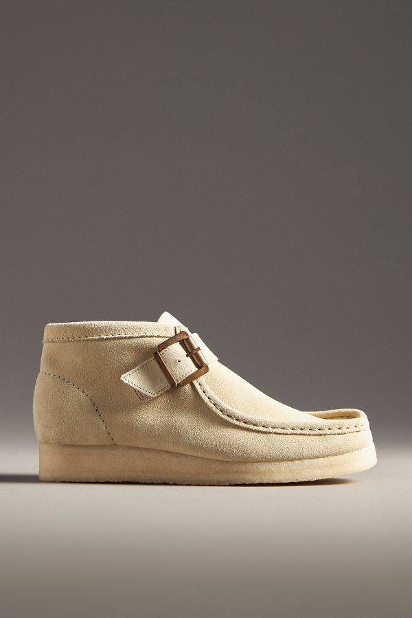 Slide View: 1: Clarks Wallabee Suede Buckle Boots