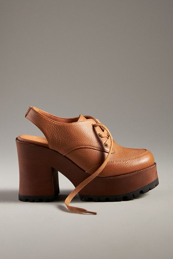 Slide View: 1: Intentionally Blank Wooden Heeled Clogs