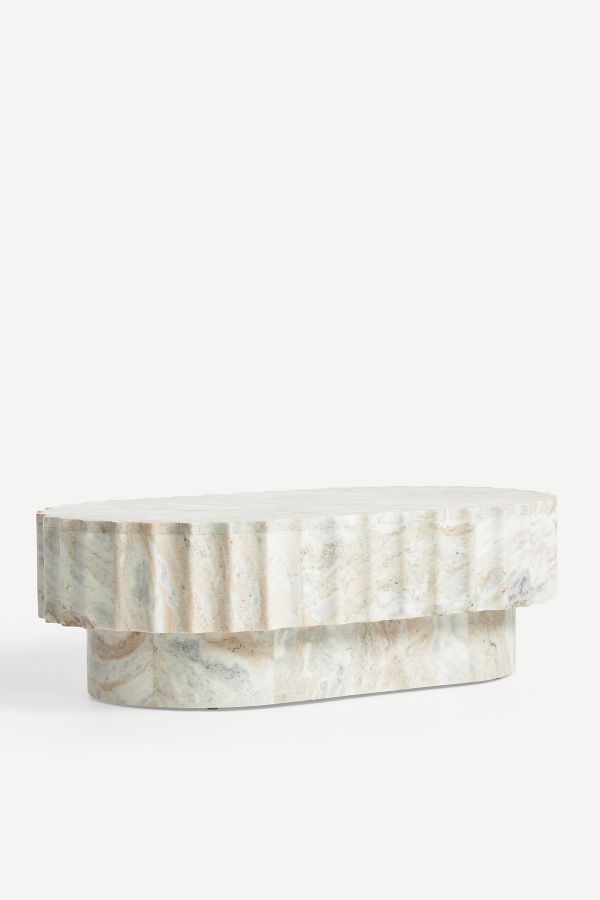 Slide View: 3: Jolie Oval 44" Marble Coffee Table