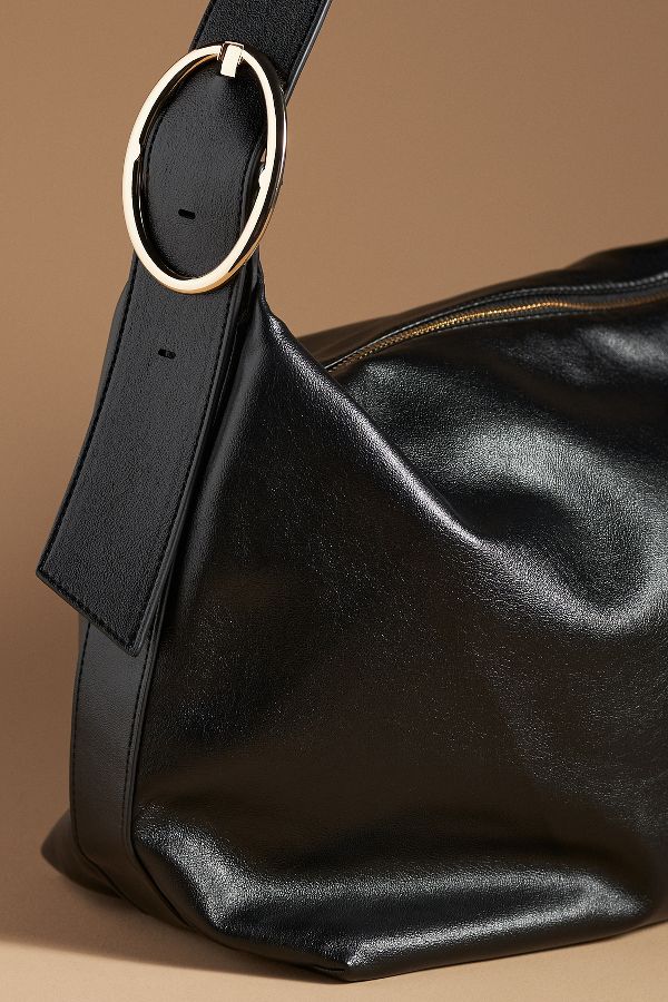 Slide View: 3: Round Buckle Slouchy Bag