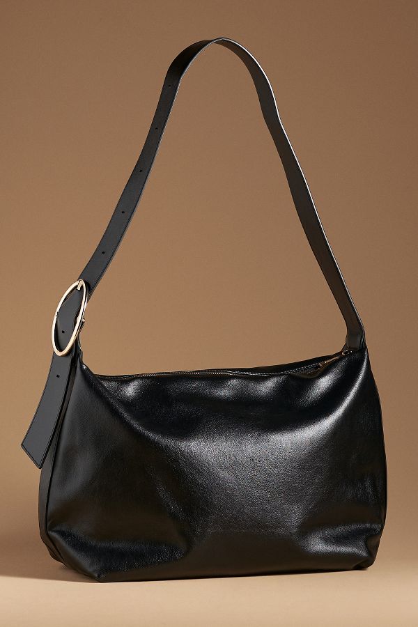 Slide View: 1: Round Buckle Slouchy Bag