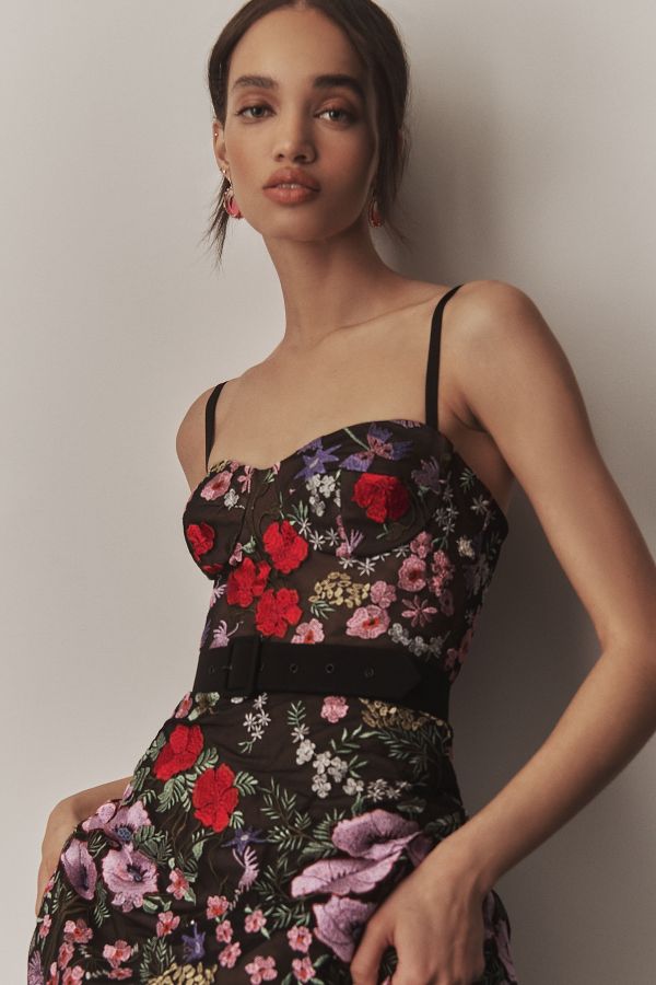 Slide View: 1: Dress The Population Carlita Bustier A-Line Midi Dress