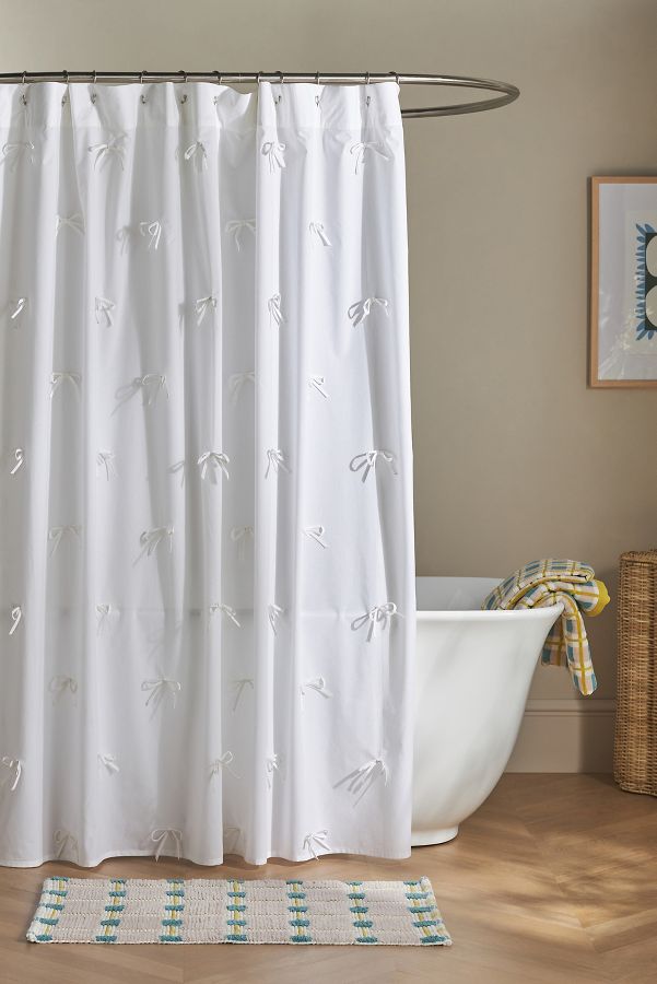 Slide View: 1: Bow Cotton Shower Curtain