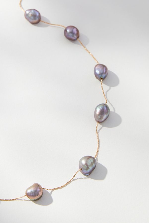 Slide View: 2: Spaced Pearl Delicate Necklace