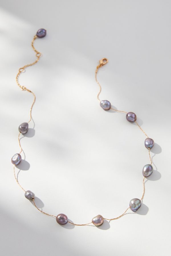 Slide View: 1: Spaced Pearl Delicate Necklace