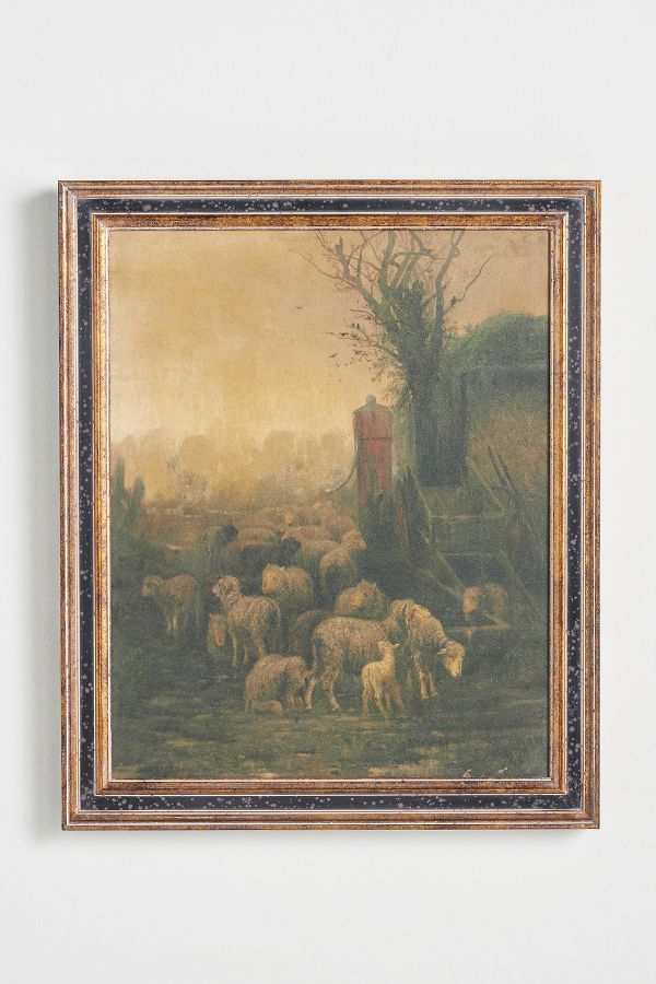 Slide View: 1: Sheep At The Barn Wall Art