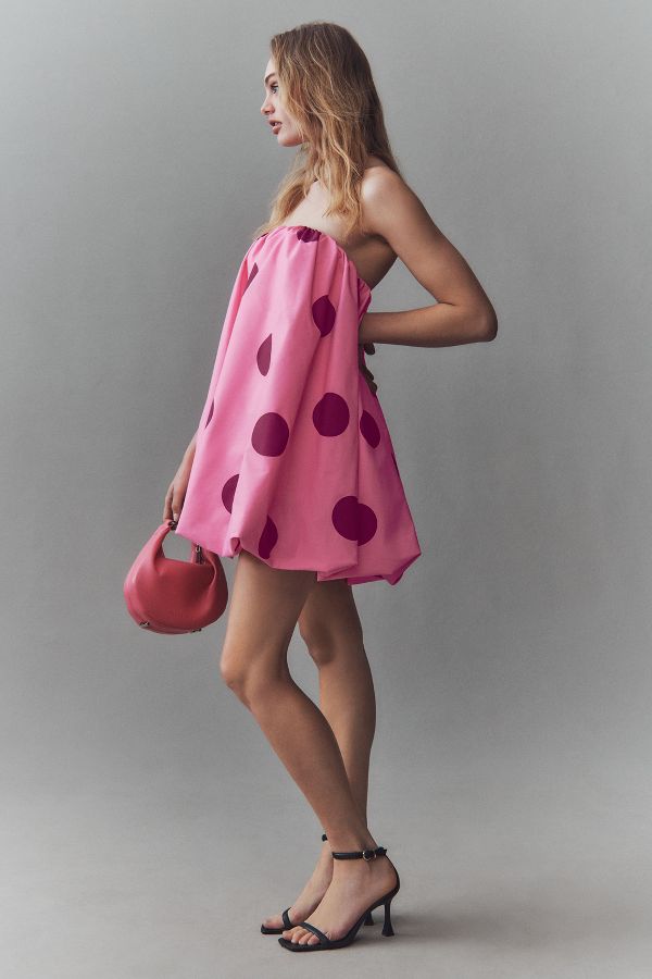 Slide View: 1: The Wolf Gang Gaia Strapless Polka Dot Bubble Mini Dress