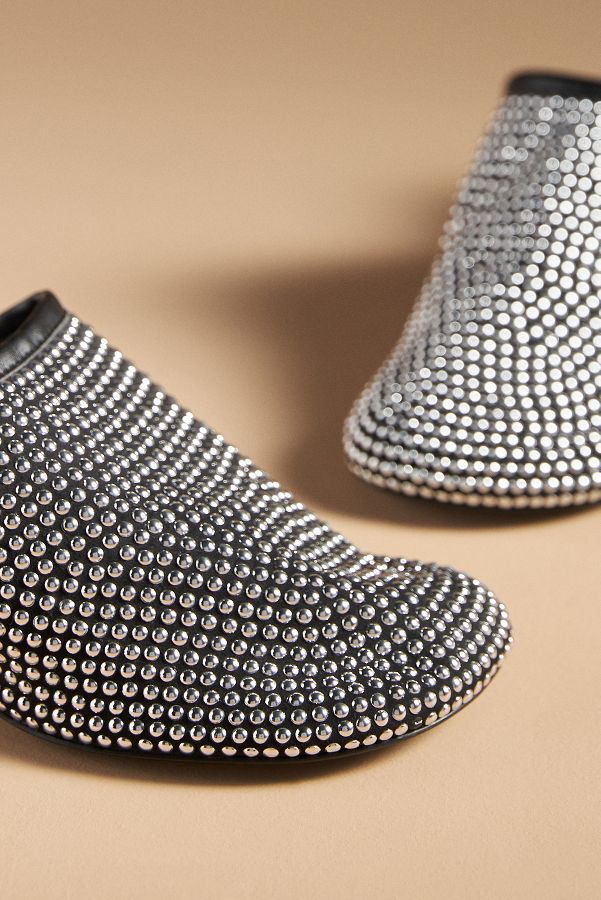 Slide View: 3: SIMONMILLER Crystal Beep Nailhead Kitten-Heel Mules