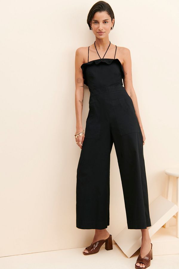 Slide View: 1: Maeve Ruffled Wide Leg Jumpsuit