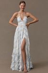 Thumbnail View 1: V. Chapman Scarlette Halter Embellished Corset Organza Maxi Dress