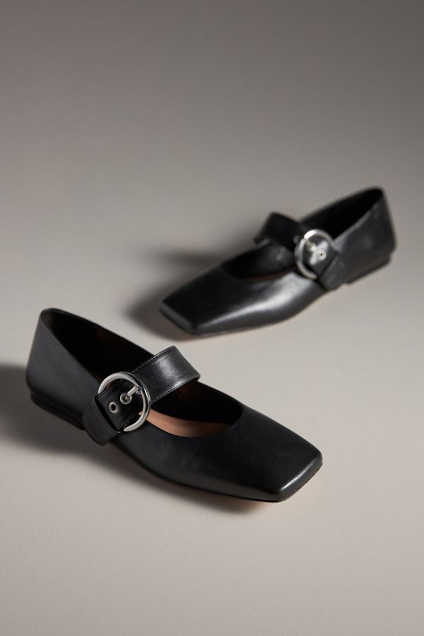 Slide View: 2: Square-Toe Mary Jane Flats