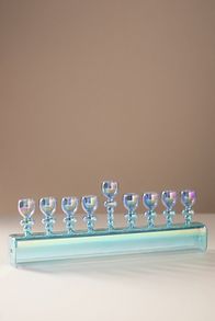 Slide View: 2: Iridescent Glass Menorah